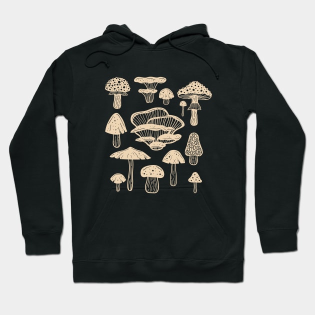 Goblincore Cream Cottagecore Fungi Mushroom Hoodie by uncommontee